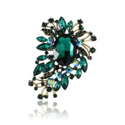 Beaut&Berry Luxury Crystal Glass Brooches for Women Rhinestone Flower Pins Friends Party Gifts Banquet Jewellery Accessories