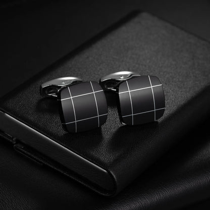 Round Cufflinks Mens For Business Shirt Wedding Party Men Cufflink Solid Cloth Rectangle Stripe Cuff links Accessories Wholesale