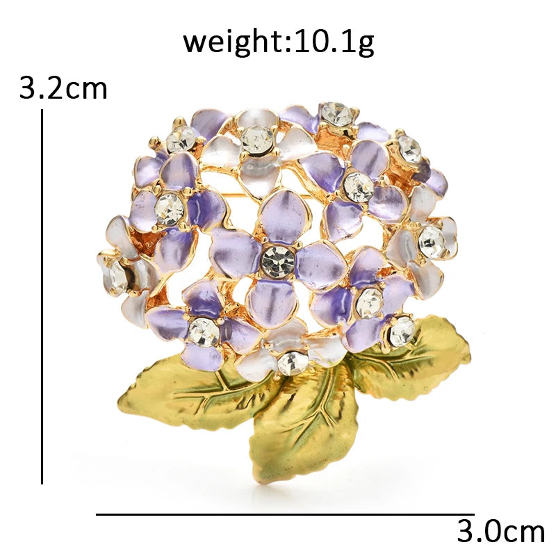 Wuli&baby Hydrangea Flower Brooches For Women Unisex 2-color Enamel Beautiful Plants Party Office Brooch Pins Gifts