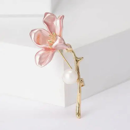 Resin Tulip Brooch for Women Unisex Rhinestone Flower Pin Pearl Plant Lapel Pin Banquet Party Backpack Gifts Jewelry Accessories