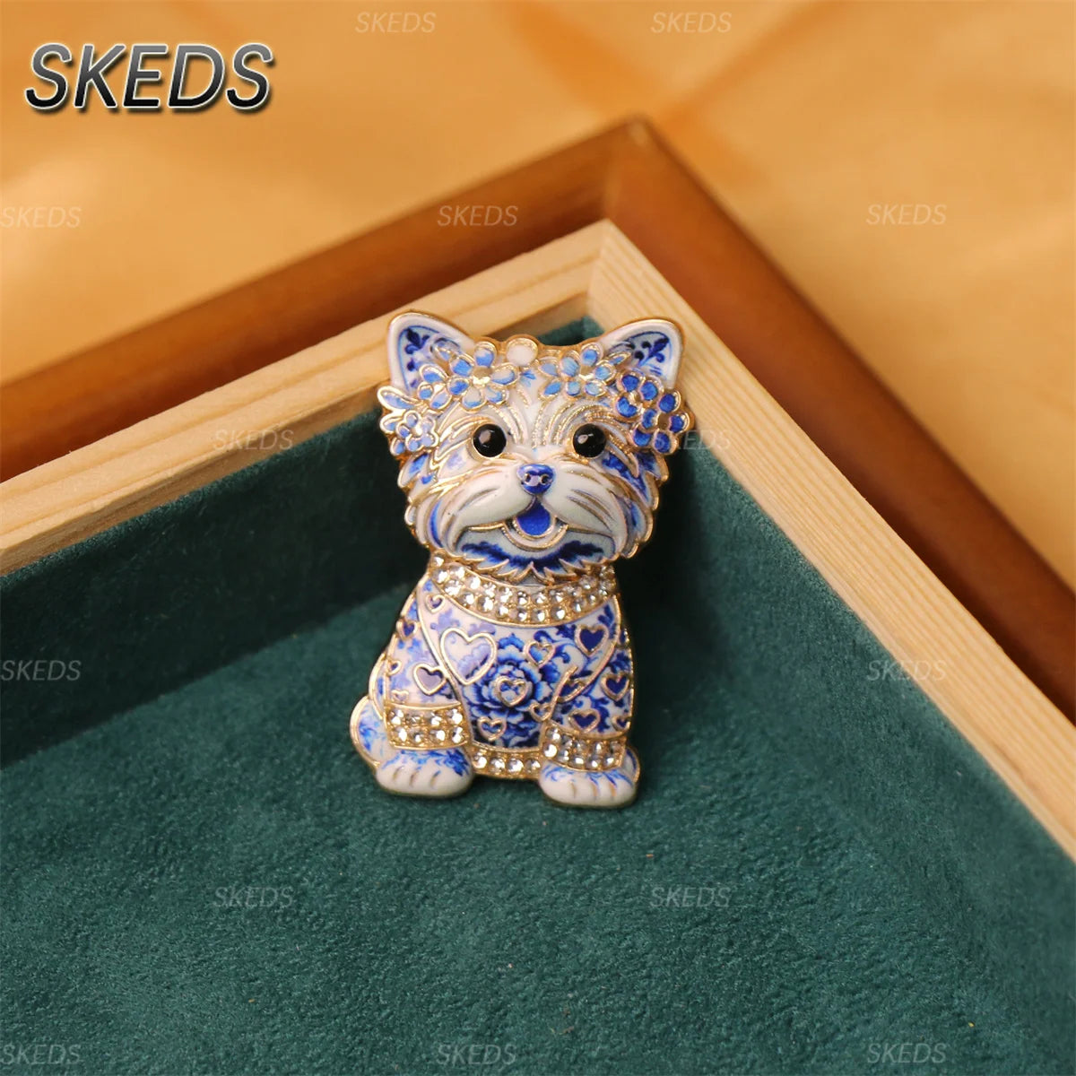 SKEDS Cute Dog Rhinestone Brooch for Women Multicolor Crystal Poodle Yorkshire Schnauzer Puppy Pin Animal Pet Jewelry Gift