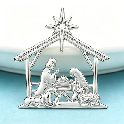 Wuli&baby Holy Manger Character Brooches For Women Men 2-color Metal The Nativity Scene Party Casual Brooch Pins Christmas Gifts