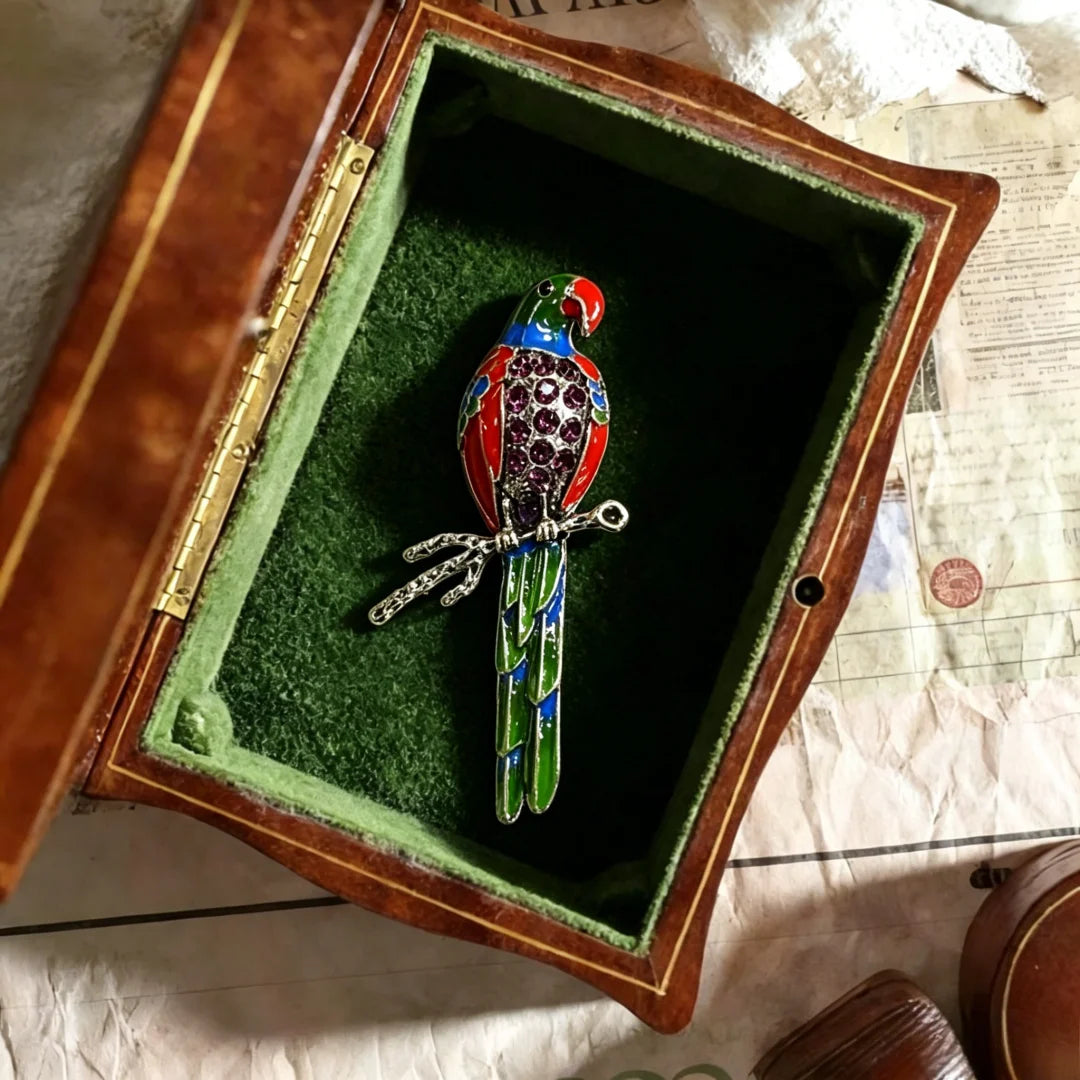 Baroque Luxury Parrot Design Brooch for Men and Women, Jewelry, Fashion Accessories, Couple's Party Gift