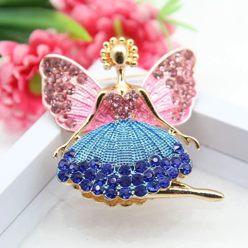 Fashionable and cute angel brooch with full diamond alloy clip