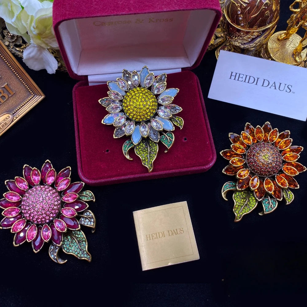 Baroque Luxury Beautiful Roses Sunflower Design Men's Women's Brooch Pins，Jewelry Accessories, Wedding Holiday Party Favors