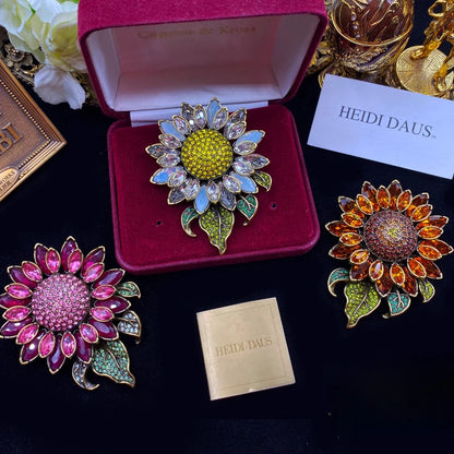 Baroque Luxury Beautiful Roses Sunflower Design Men's Women's Brooch Pins，Jewelry Accessories, Wedding Holiday Party Favors