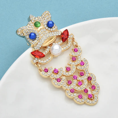 Wuli&baby Lovely Cool Lion Brooches For Women Unisex Rhinestone Lucky Animal Party Office Brooch Pins Gifts