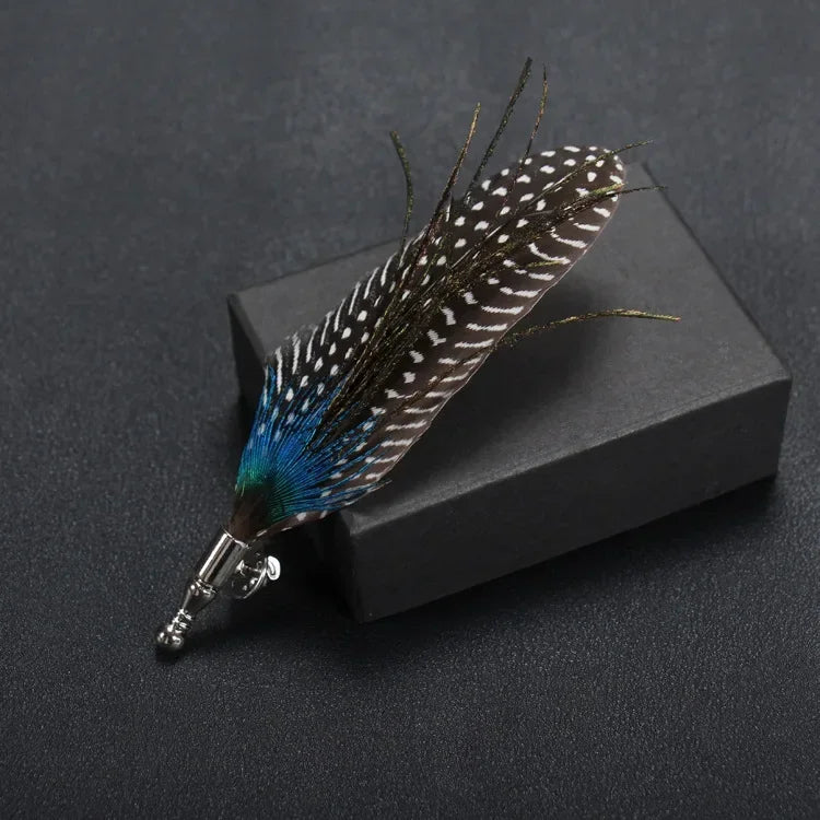i-Remiel Long Needle Brooch Scarf Feather Brooch Korean Men's Jewelry Fabric Brooches and Pins Korea Suit Wedding Accessories