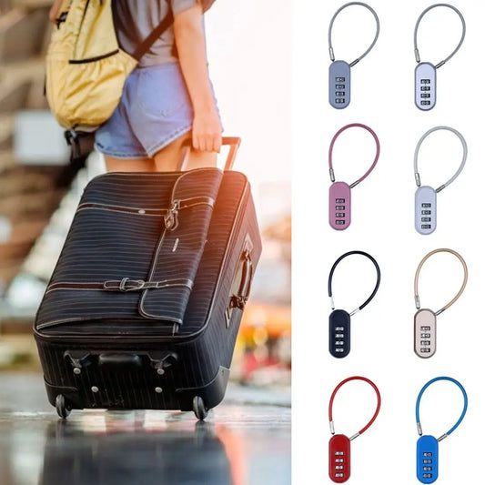 Zinc alloy 4 Digit Password Lock Wire Rope Anti-theft Backpack Zipper Lock Padlock Dormitory Cabinet Lock for Home&Travel
