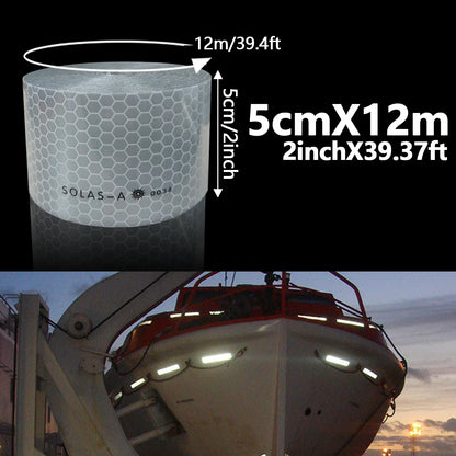 Maritime Film SOLAS Grade Reflective Tape for Ships, Eye-Catching Safety Warning, Silver White Waterproof Super Reflective