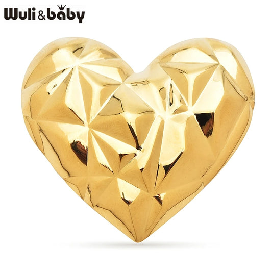 Wuli&baby Stainless Steel Heart Brooches For Women Men 2-color Shining Love Valentine Day Brooch Pins Badge Gifts