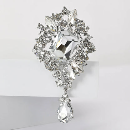 Crystal Glass Pendant Brooches for Women Unisex Rhinestone Flower Pins Banquet Party Backpack Gifts Jewelry Accessories
