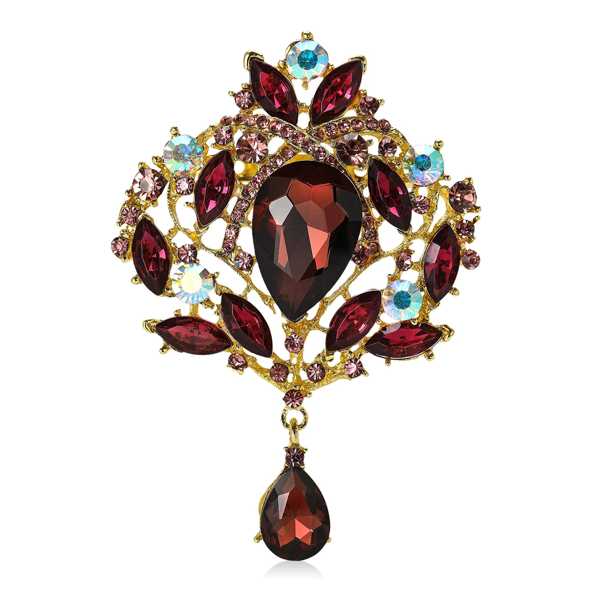 Beaut&Berry Rhinestone Luxury Brooches for Women Unisex Crystal Glass Pendant Pins Office Party Friend Gifts Jewelry Accessories