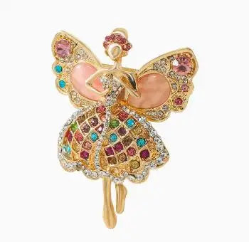 Fashionable and cute angel brooch with full diamond alloy clip