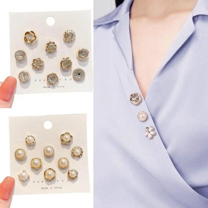 10pcs Trendy Collar Needle Buckle Fixed Pin Brooch Jewelry For Women Brooch Fashion No Punching Magnetic Buckles For Shirts