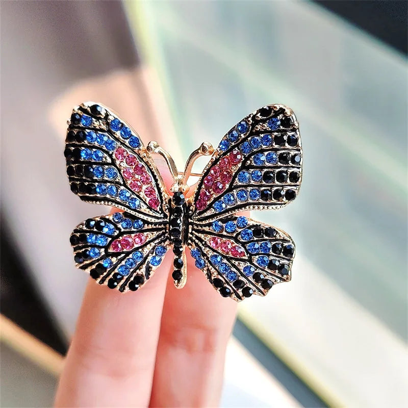 Classic Rhinestone Butterfly Brooches For Women Vintage Beauty Casual Brooch Pins Clothing Accessories Party Wedding Gifts