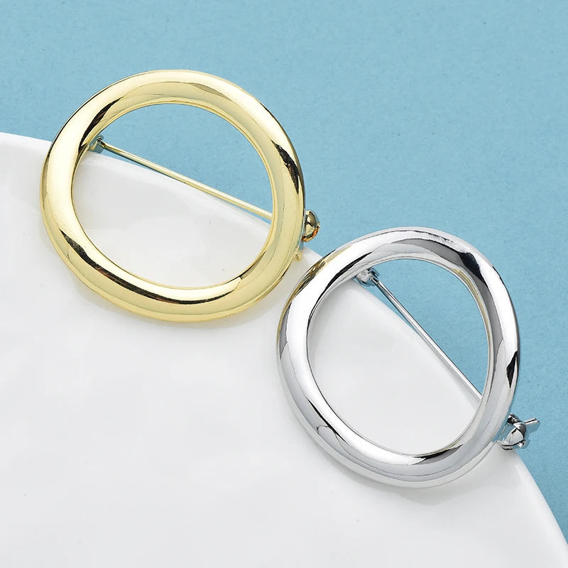 Wuli&baby Alloy Circle Brooches For Women Unisex 2-color Simple Style Party Office Brooch Pins Gifts