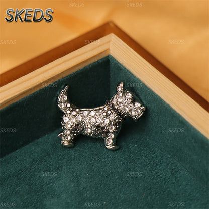 SKEDS Cute Dog Rhinestone Brooch for Women Multicolor Crystal Poodle Yorkshire Schnauzer Puppy Pin Animal Pet Jewelry Gift