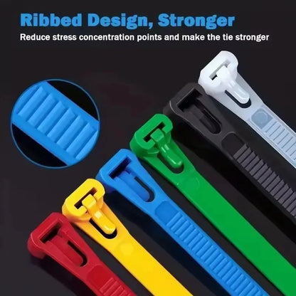 10Pcs Reusable Cable Ties Cable Lock Loop Nylon Ties Removable Recyclable Mixed Colours Black White Cable Ties