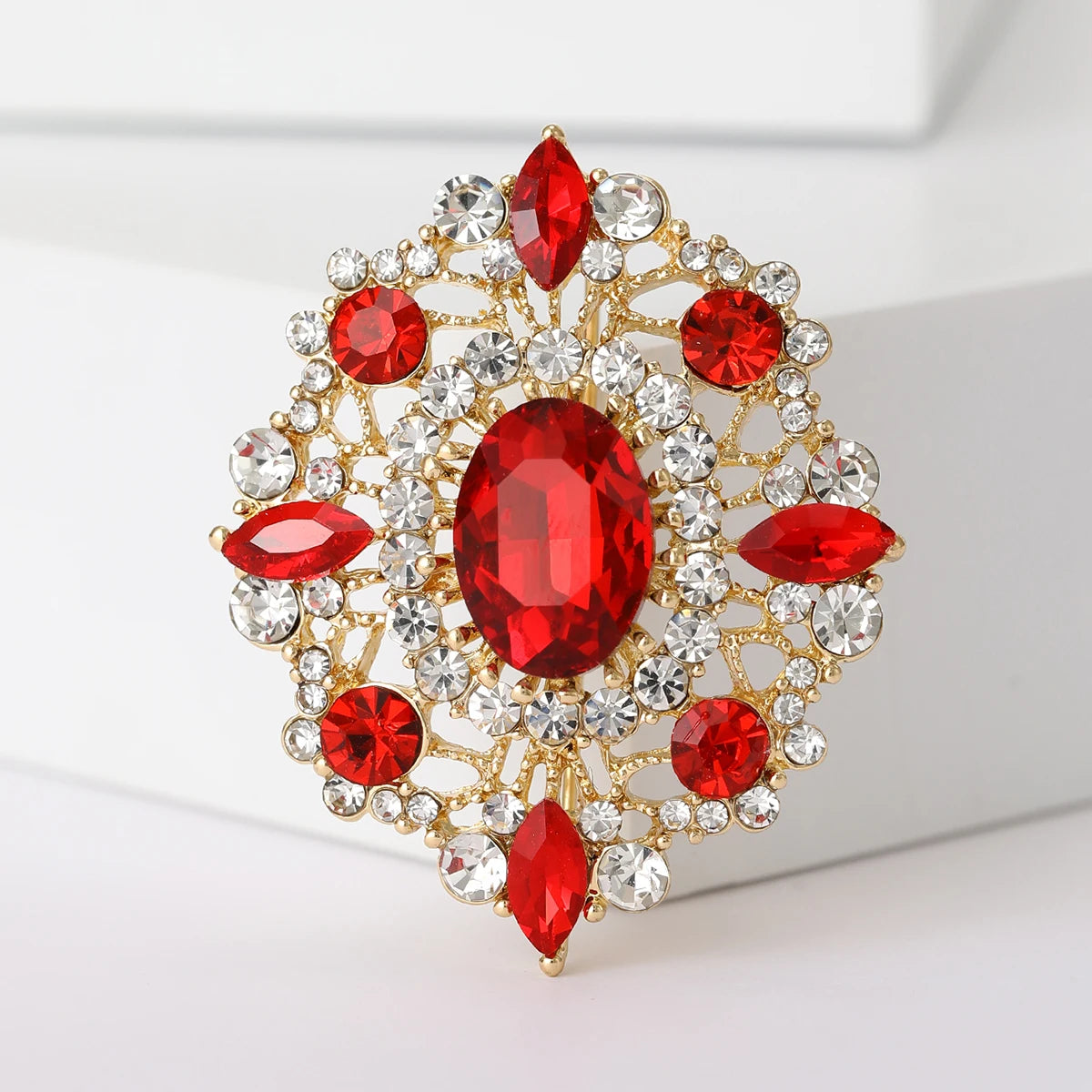 Rhinestone Flower Brooches for Women Unisex Trendy Multicoloured Crystal Glasses Pin Office Party Friend Gifts Accessories