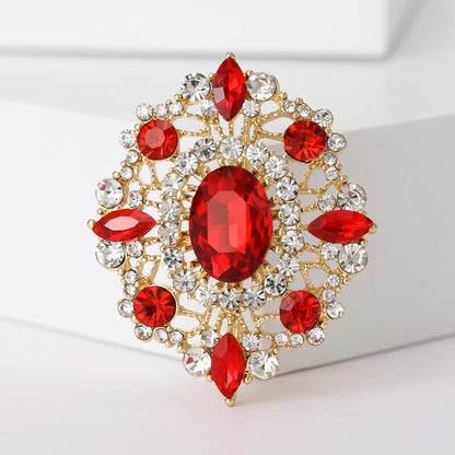 Rhinestone Flower Brooches for Women Unisex Trendy Multicoloured Crystal Glasses Pin Office Party Friend Gifts Accessories