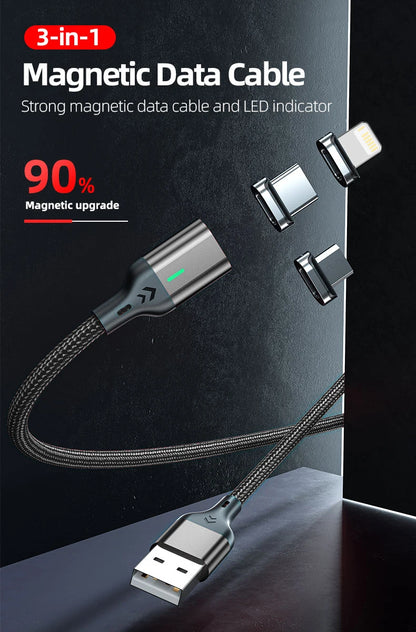 AUFU Magnetic Charge Cable Fast Charging USB Type C Cable for Samsung Xiaomi iPhone Magnet Micro USB Data Quick Charging Wire