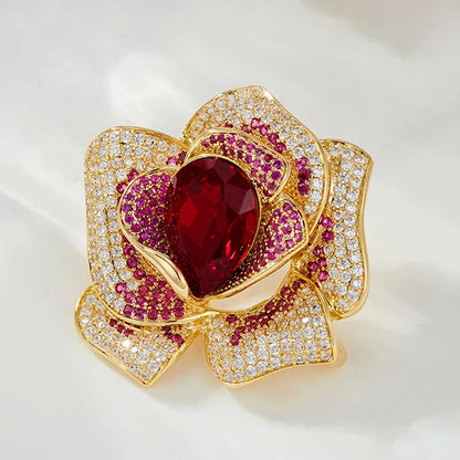 Fashion Exquisite Rhinestone Crystal Flower Brooch For Women Clothing Coat Jewelry Accessries Gifts