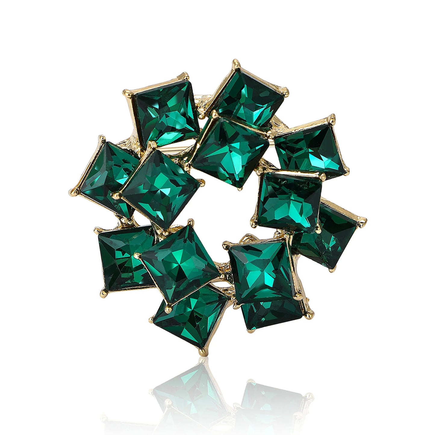 Beaut&Berry Vintage Double Layer Crystal Glass Brooches for Women Rhinestone Pins Friends Party Gifts Jewellery Accessories