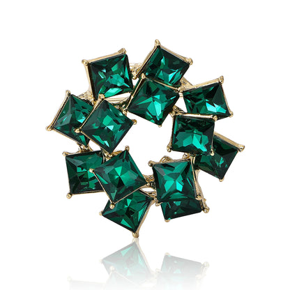 Beaut&Berry Vintage Double Layer Crystal Glass Brooches for Women Rhinestone Pins Friends Party Gifts Jewellery Accessories