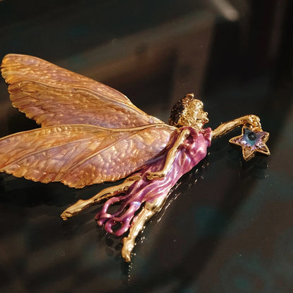 Baroque Luxury Beautiful Star Butterfly Genie Angel Design Men Women Brooch Pin，Jewelry Accessories, Wedding HolidayParty Favors