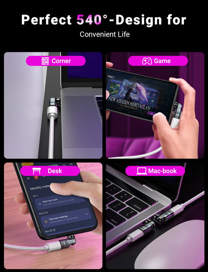 AUFU 9pin Magnetic OTG Adapter Type C Female to Type C IOS Micro Male Converter PD 240W Fast Charging Adapter For iPhone Laptop