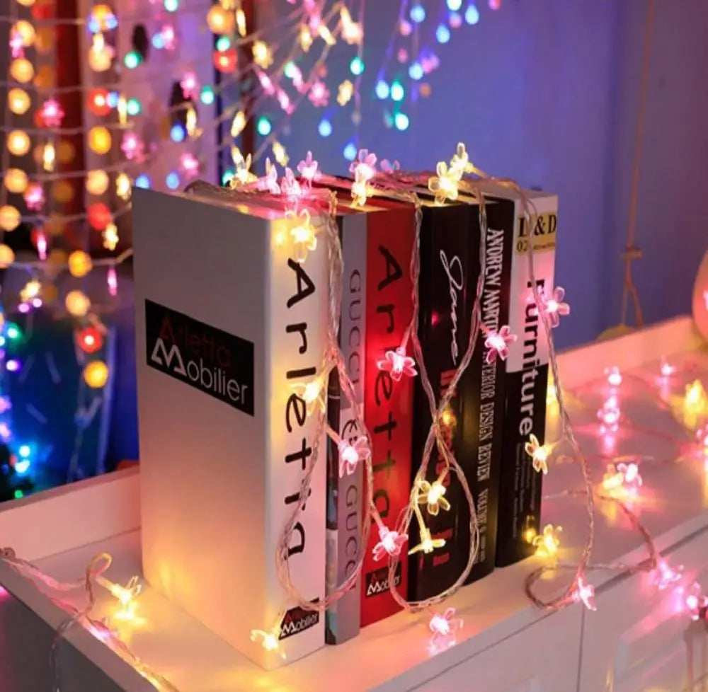 1PC 1.5M/3M/4.5M LED Cherry Flower Light String,powered by AA batteries(excl),used for bedroom,living room and party decoration