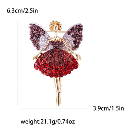 Rhinestone Ballerina Brooches for Women Acrylic Elf Pins Pearl Girls Accessories Office Party Friend Gifts