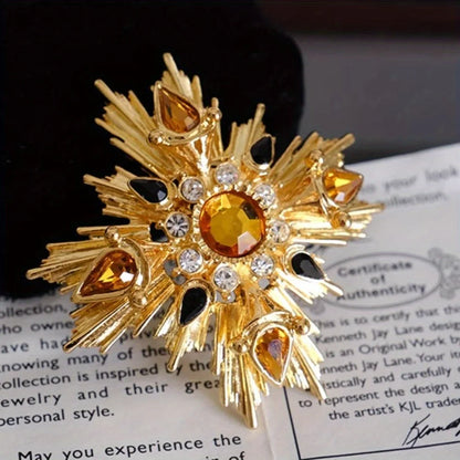 Baroque-Style Luxury Vintage Cross Brooch for Men and Women, Jewelry, Fashion Accessories, Wedding and Party Gifts
