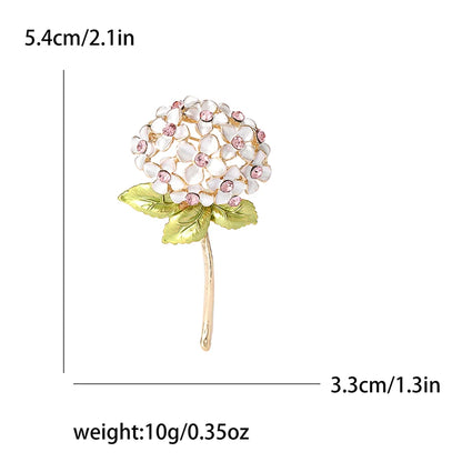Enamel Hydrangea Brooches for Women Unisex Trendy Rhinestone Flower Pins Banquet Party Backpack Gifts Jewelry Accessories