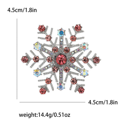 Christmas Rhinestone Snowflake Brooches for Women Unisex Pearl Flower Pins Office Party Friend Gifts Jewelry Accessories
