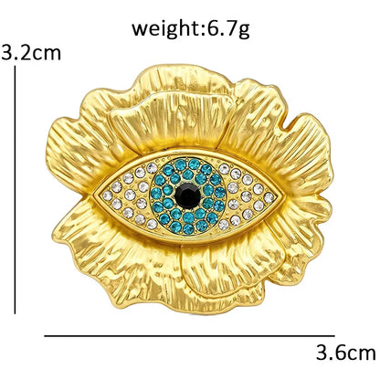 Wuli&baby Beautiful Eye Brooches For Women Unisex Flower Eyelash Rhinestone Eyes Party Office Brooch Pin Gifts