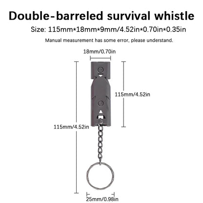Survival Whistle Double Tube Bursting Sound Whistle Outdoor SOS Whistle Stainless Steel High Frequency Earthquake Rescue Whistle