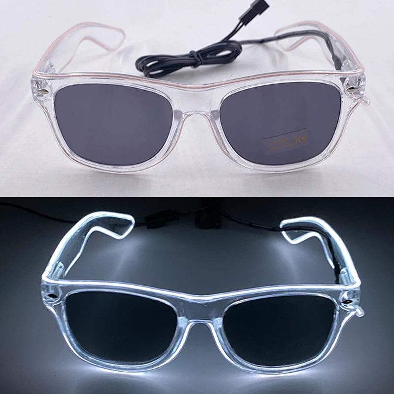 Light Up Led Glasses Neon Party Luminous Glasses EL Wire Glowing Sunglasses Novelty Gift for Adult Glow Bright Light Supplies