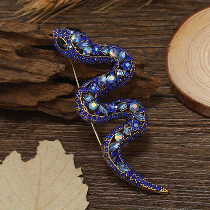 SKEDS Women Men Fashion Exquisite Colorful Rhinestone Snake Brooch Pin Elegant Lady Crystal Shining Animal Badges Corsages