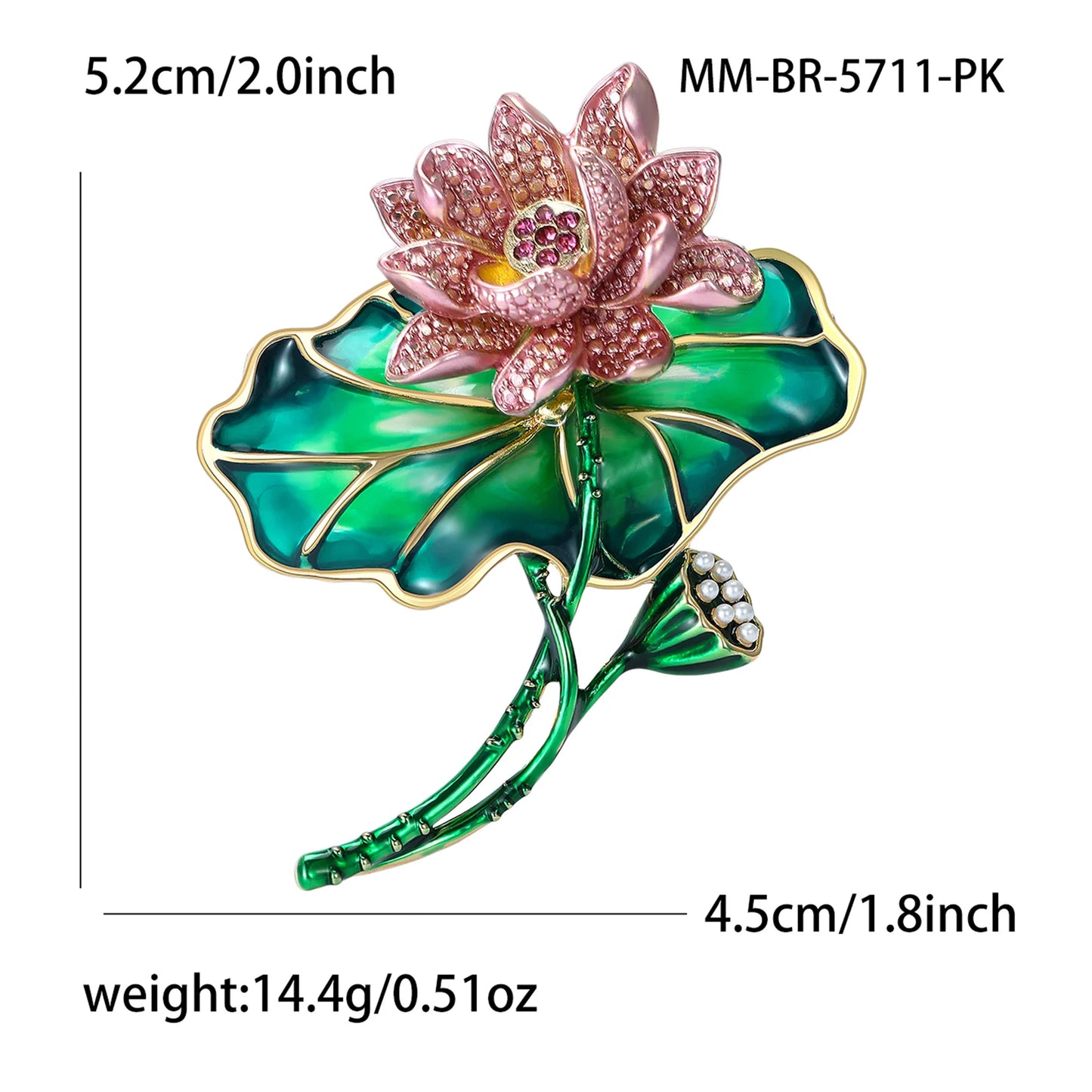 Beaut&Berry Luxury Enamel Lotus Flower Brooches for Women Unisex Plant Pins Casual Party Jewelry Accessories Gifts Decoration