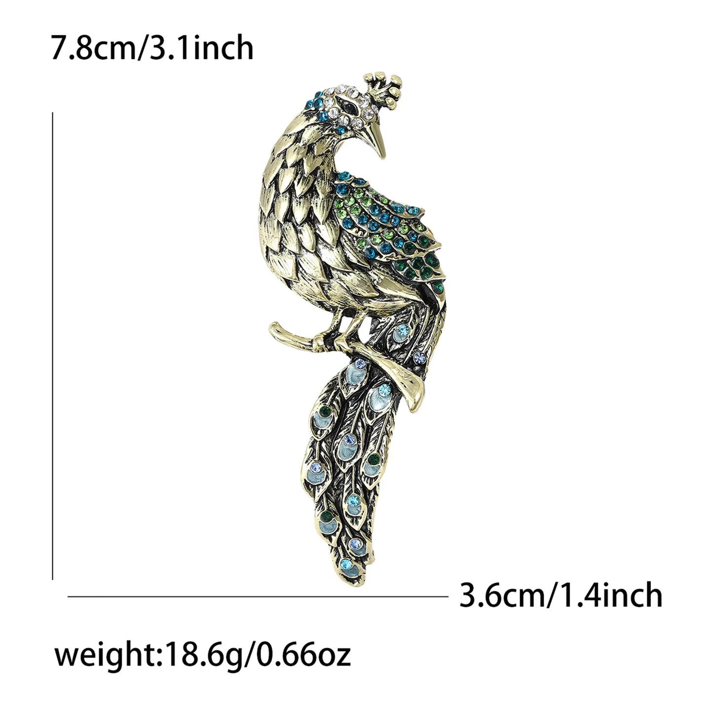 Beaut&Berry Luxury Rhinestone Peacock Brooch for Women Animal Bird Pins Casual Party Accessories New Gifts Friends Decoration