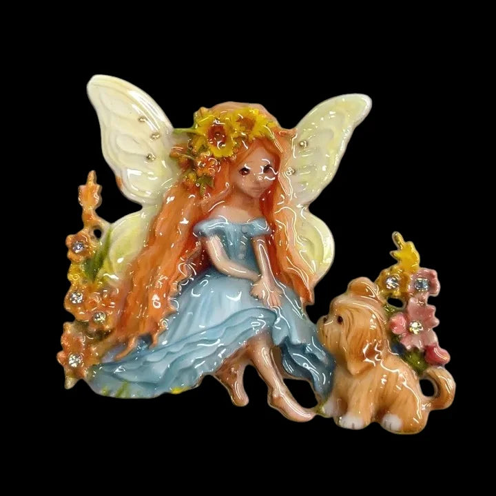 Baroque Luxury Beautiful Wings Little Girl Puppy Fairy Design Men's and Women's Brooch Pin, Jewelry Accessories for Clothing