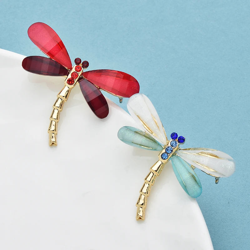 Wuli&baby Classical Dragonfly Brooches For Women Unisex multiple colors Lovely Insects Party Casual Brooch Pins Gifts