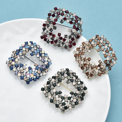 Wuli&baby Shining Geometric Brooches 4-color High Quality Rhinestone Rhombus Elegant Office Party Brooch Pins Gifts