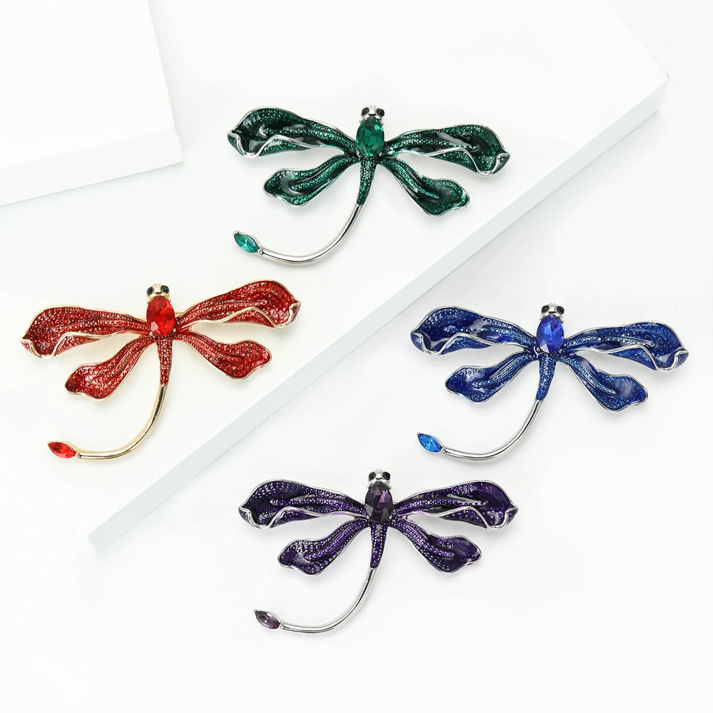 Beaut&Berry Luxury Enamel Dragonfly Brooches for Women Unisex Insect Pins Casual Party Jewelry Accessories Gifts Decoration