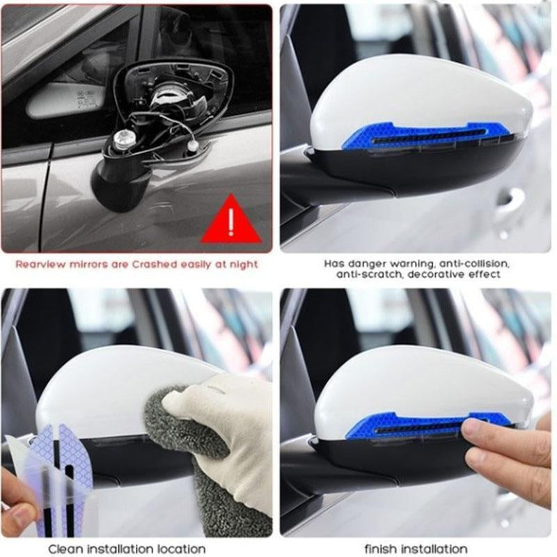 2pcs/set Car Rearview Mirror Reflective Sticker Safety Warning Reflective Sticker Car Rearview Mirror Decorative Strip