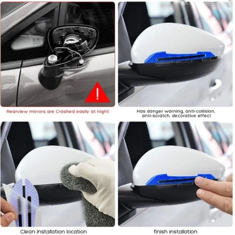 2pcs/set Car Rearview Mirror Reflective Sticker Safety Warning Reflective Sticker Car Rearview Mirror Decorative Strip