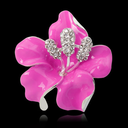 Fashion Red Green Pink Rhinestone Flower Brooch for Women Alloy Beautiful Flower Pin Jewelry Accessories Gift