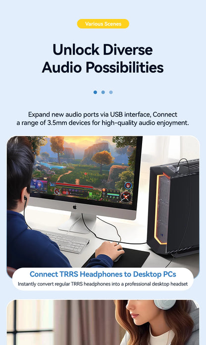 Essager USB Sound Card External 3.5mm USB Adapter Mic Headphone  Audio  Adapter Speaker Interface For Laptop Computer PS5 PS4